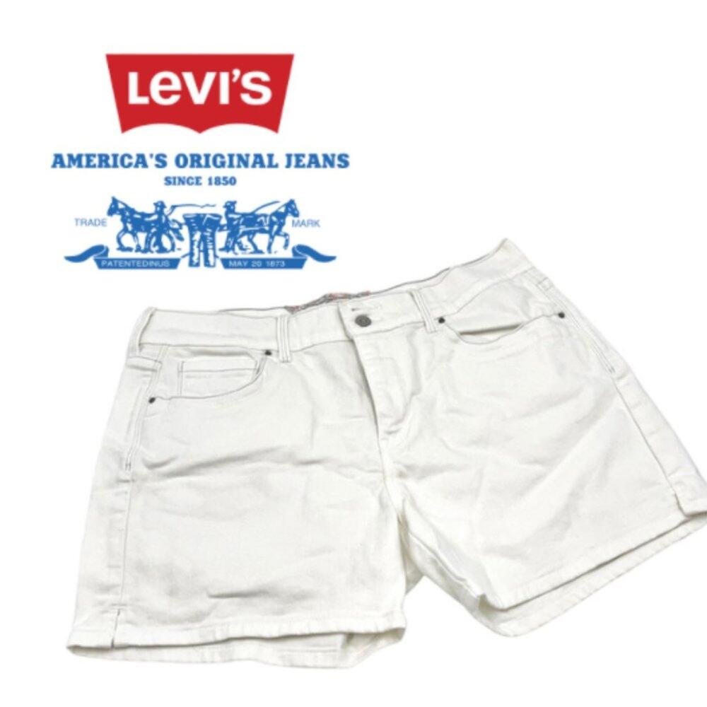 LEVI's white denim jean shorts size 12 zipper